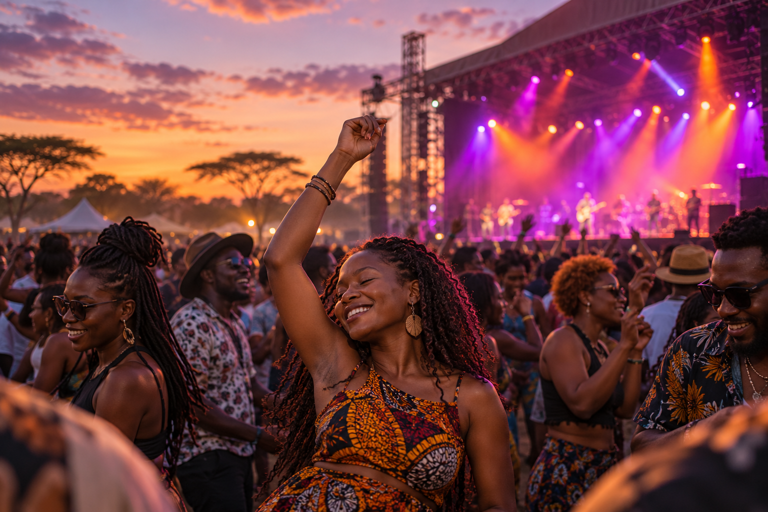 A colourful outdoor music festival